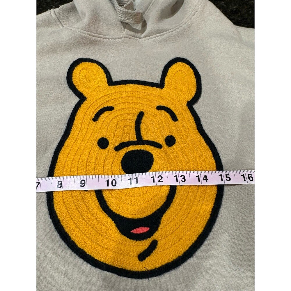 Disney Winnie the Pooh Hoodie Unisex Size L Beige Pullover Embroidered - Picture 6 of 10